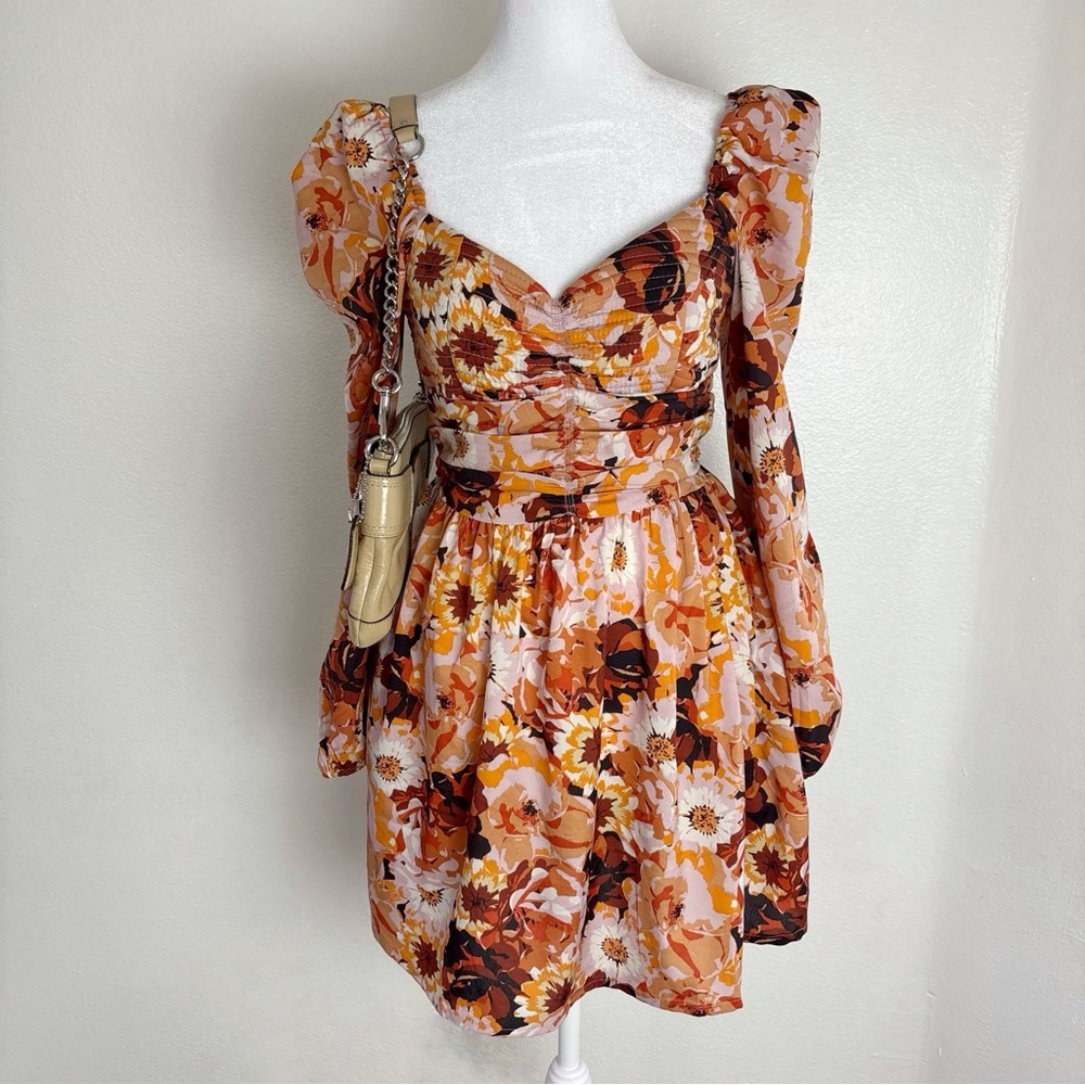 B.O.G. Collective Floral Puff Sleeve Mini Dress – Size M